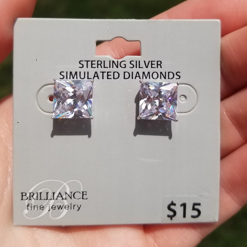 ☆New Big Square Faux Diamond Studs☆